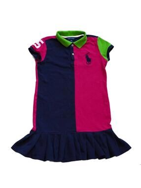 Ralph Lauren Girls Equestrian Dress Colour Block M